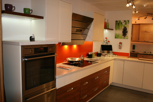 Contemporary Kitchen With Walnut And Colour