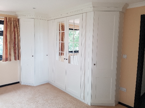 Hand Painted Mirrored Wardrobe Flanked By Pillasters