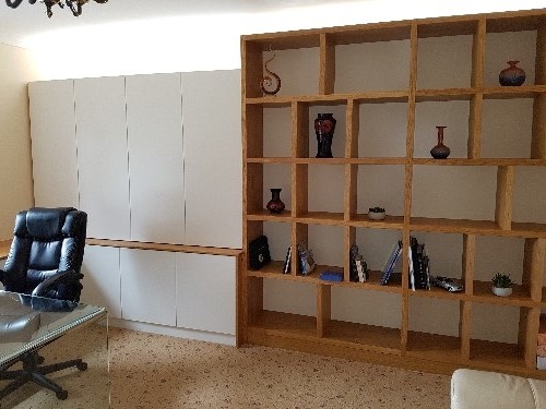 Home Office With 40mm Oak Shelving