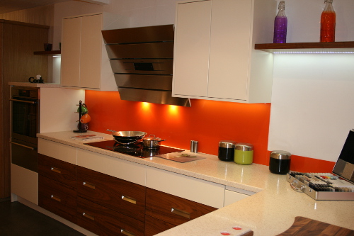 Bright Orange Splashback And Upstand