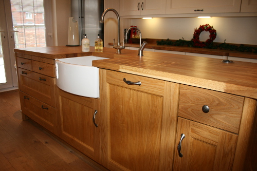 Island With Oak Doors And Worksurface