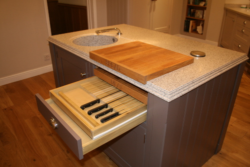 Knife Drawer And Oiled Oak Chopping Board