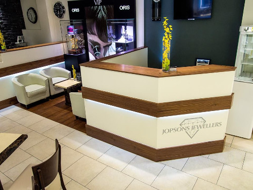 Reception Desk With Corporate Logo